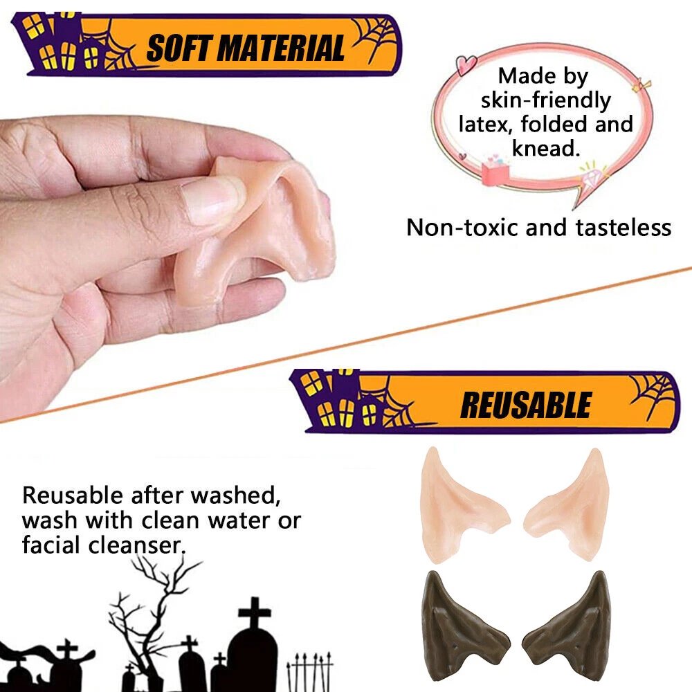 Halloween Ears Costume Small Elf Cosplay Props Pixie Latex Prosthetic Hobbit