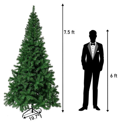 7.5ft Artificial Pre-lit Christmas Tree Snow White Flocked Hinged Bushy Xmas