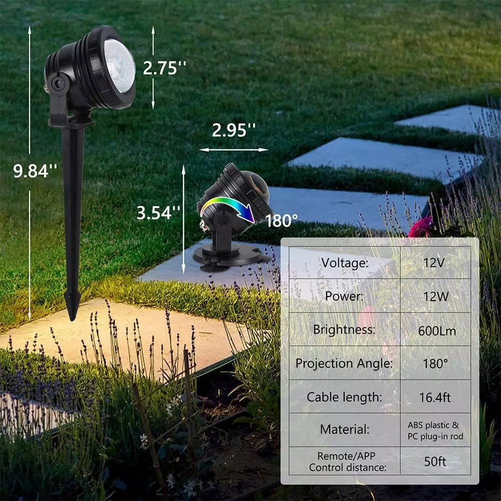 Smart Outdoor Spot Lights Waterproof RGB Landscape Lighting for Yard Xmas Decor