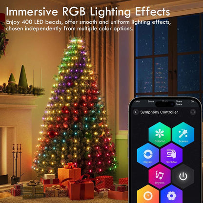 400 LED Christmas Tree Waterfall String Lights Indoor Outdoor RGB Color Changing