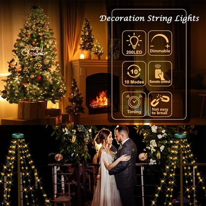 200LED Waterfall Light Christmas Tree Fairy String Lights Waterproof Party Decor