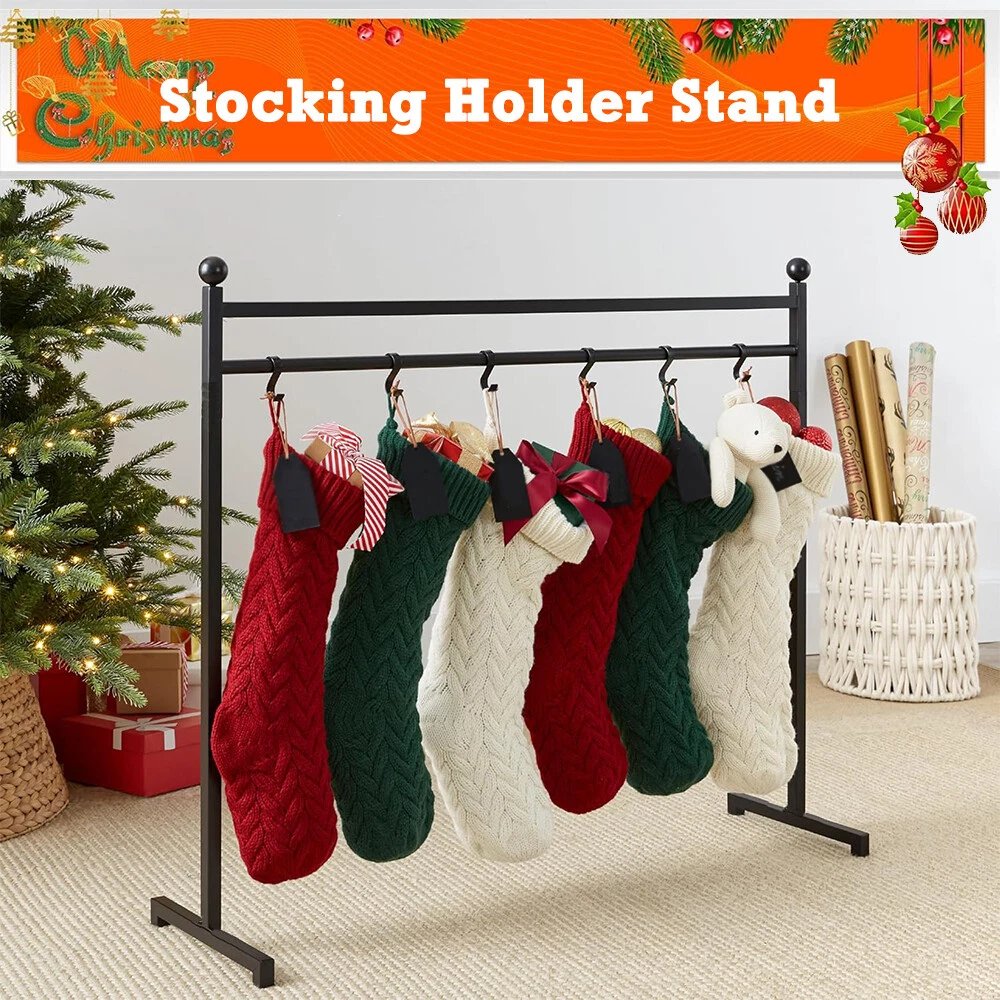 Freestanding Christmas Stocking Stand with 12 Hook Heavy Duty Metal Decor Holder