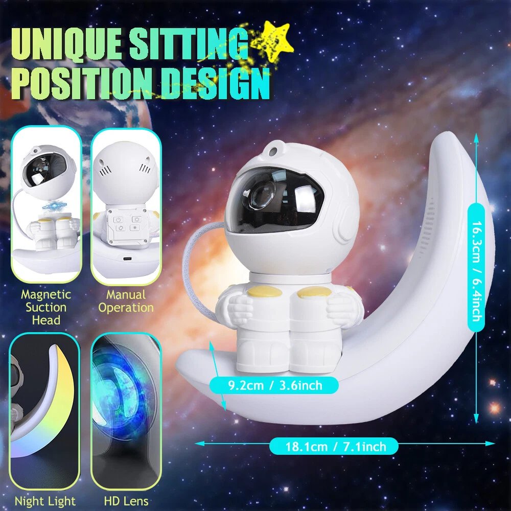3in1 Astronaut Galaxy Star Projector Nebula Space Night Light for Decor Gifts