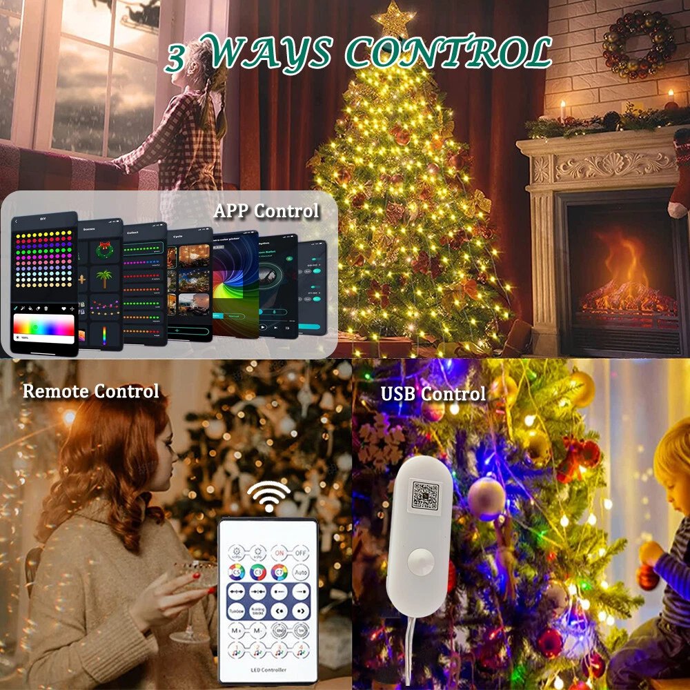 200LED Waterfall Light Christmas Tree Fairy String Lights Waterproof Party Decor