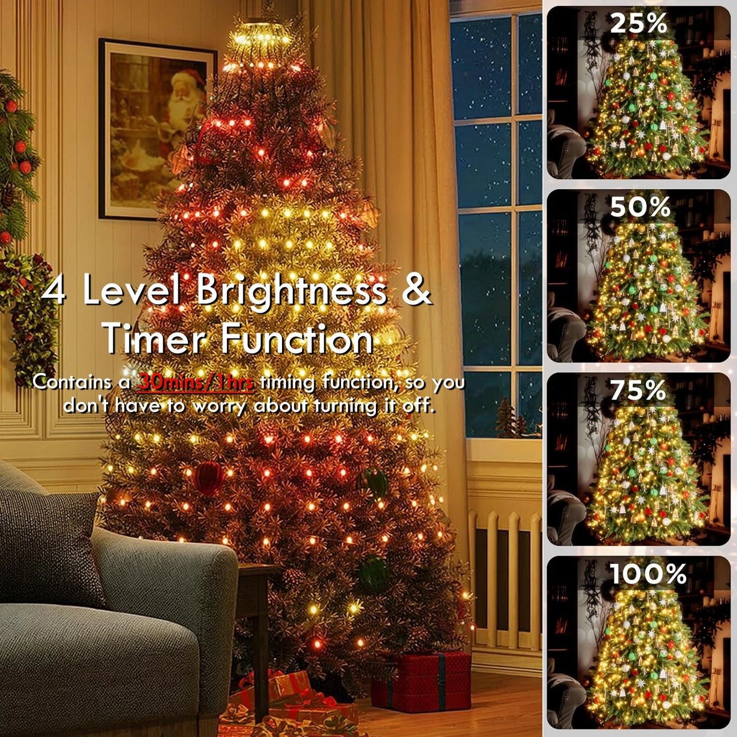 400 LED Christmas Tree Waterfall String Lights Indoor Outdoor RGB Color Changing