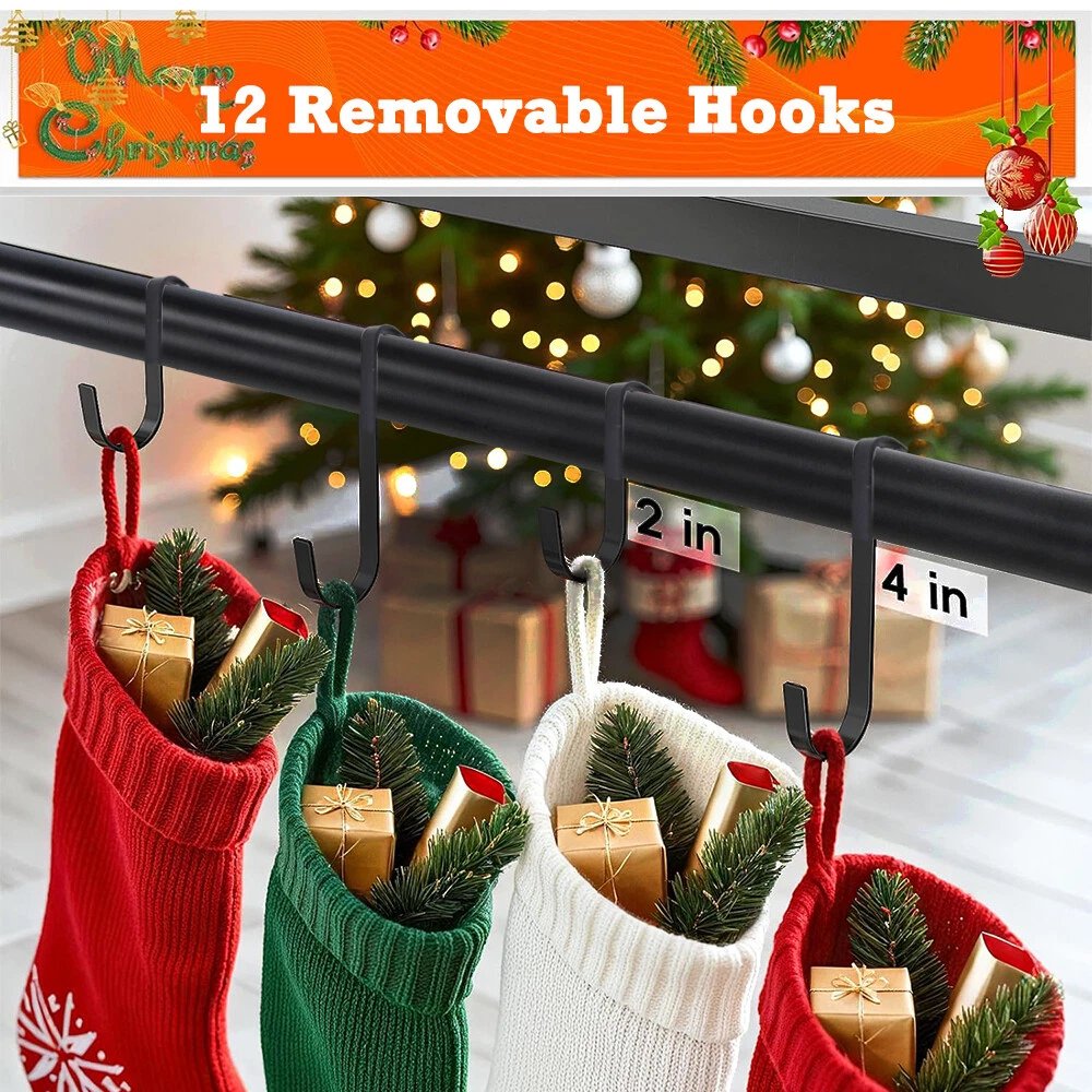 Freestanding Christmas Stocking Stand with 12 Hook Heavy Duty Metal Decor Holder