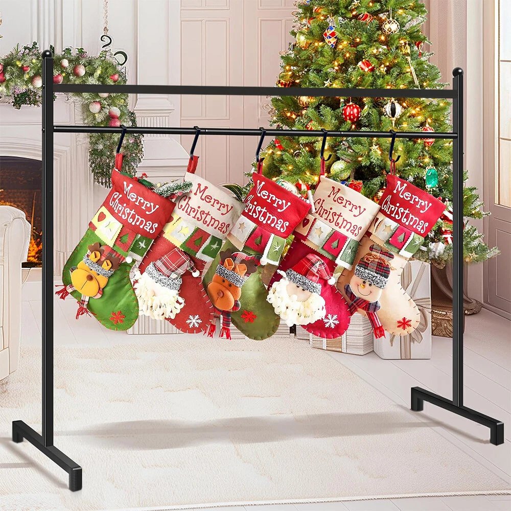 Freestanding Christmas Stocking Stand with 12 Hook Heavy Duty Metal Decor Holder