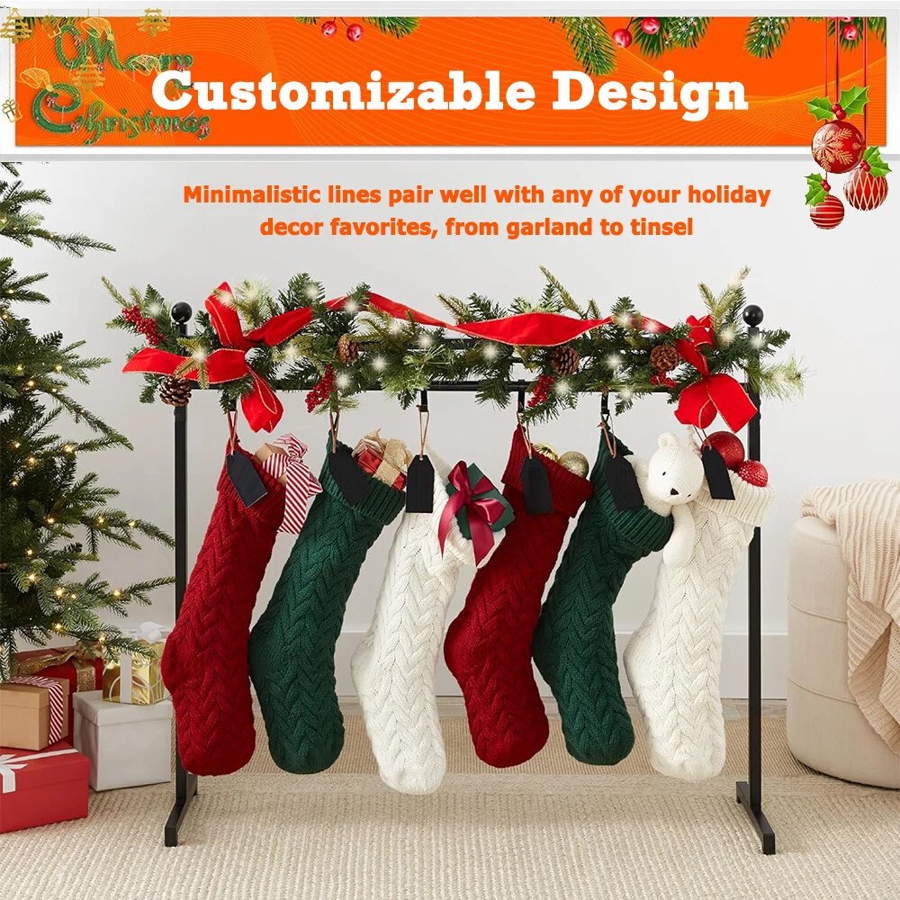 Freestanding Christmas Stocking Stand with 12 Hook Heavy Duty Metal Decor Holder