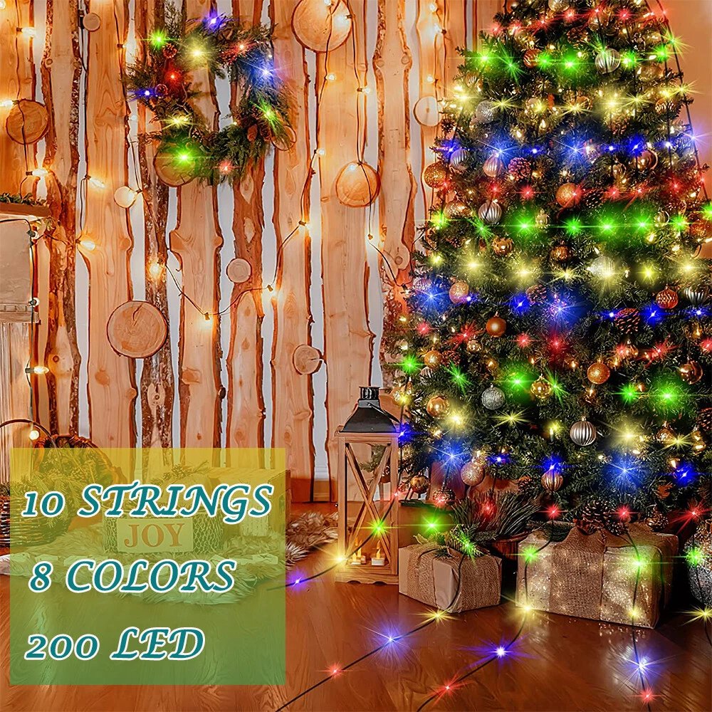200LED Waterfall Light Christmas Tree Fairy String Lights Waterproof Party Decor