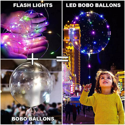 10 PCS LED Light Up BoBo Balloons Clear Helium Balloon Party Birthday Decoration