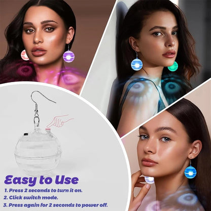 2 PCS Disco Ball Earrings Rechargeable for Girls Party Gift LED 16 Color Modes