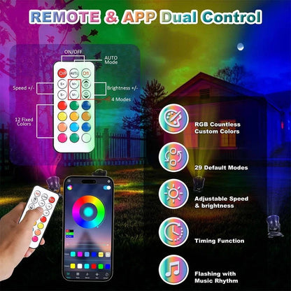 Smart Outdoor Spot Lights Waterproof RGB Landscape Lighting for Yard Xmas Decor