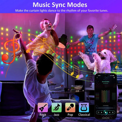 Smart 400LED Curtain String Lights Color Changing Dynamic DIY Backdrop Decor