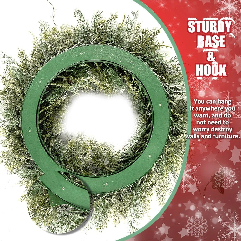 24in Pre-Lit Snow Flocked Christmas Wreath Garlands Artificial for Home Decor