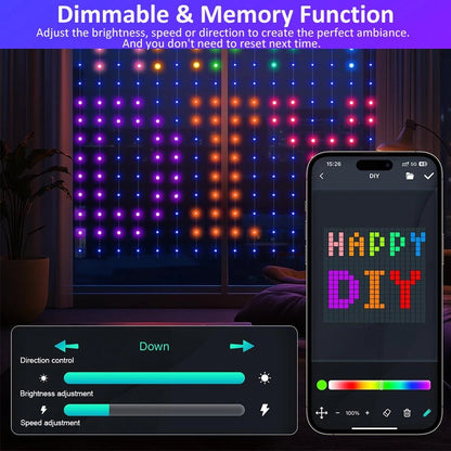 Smart 400LED Curtain String Lights Color Changing Dynamic DIY Backdrop Decor