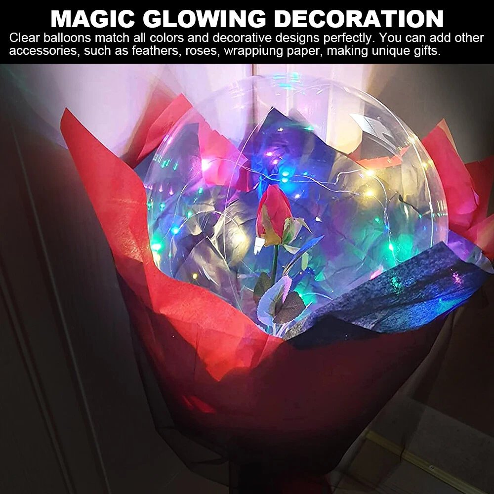 10 PCS LED Light Up BoBo Balloons Clear Helium Balloon Party Birthday Decoration