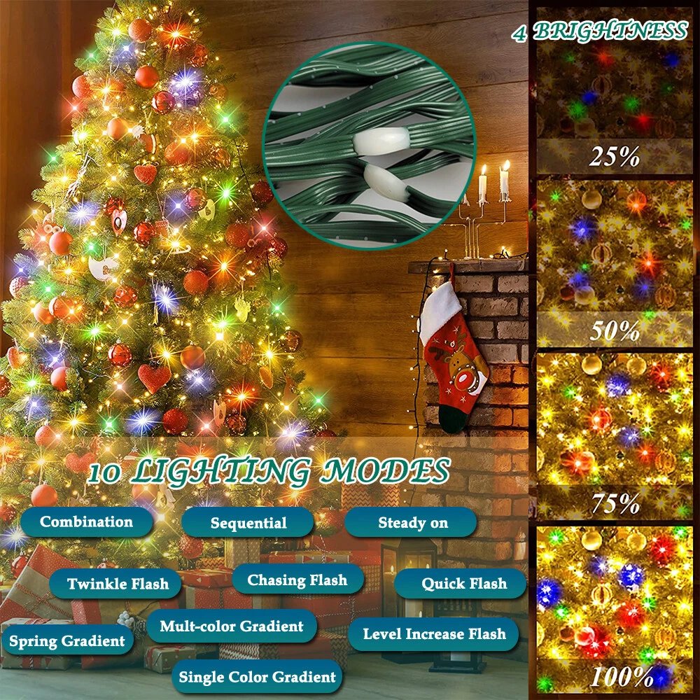 200LED Waterfall Light Christmas Tree Fairy String Lights Waterproof Party Decor