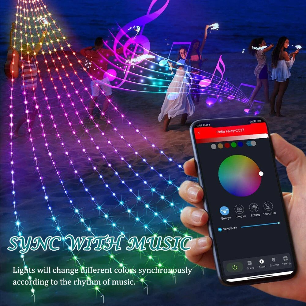 200LED Waterfall Light Christmas Tree Fairy String Lights Waterproof Party Decor