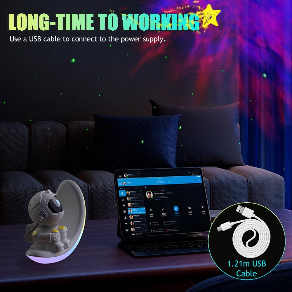 3in1 Astronaut Galaxy Star Projector Nebula Space Night Light for Decor Gifts