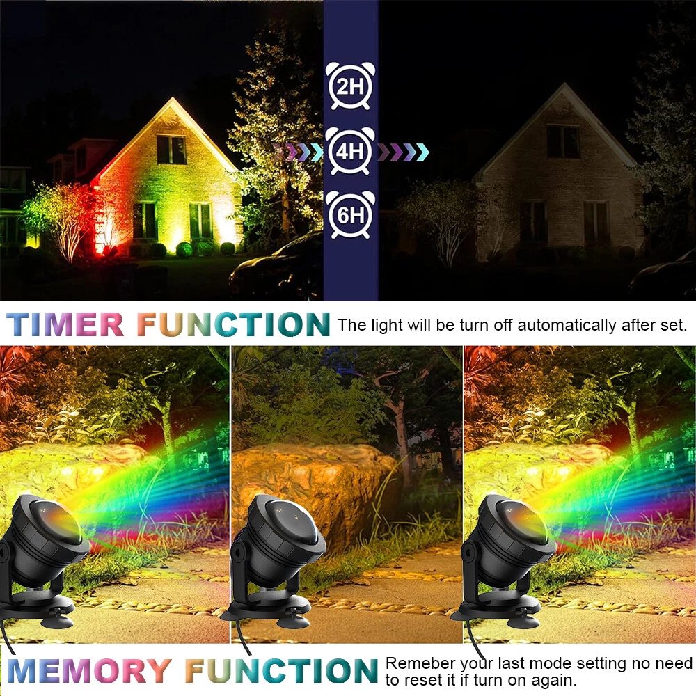 Smart Outdoor Spot Lights Waterproof RGB Landscape Lighting for Yard Xmas Decor