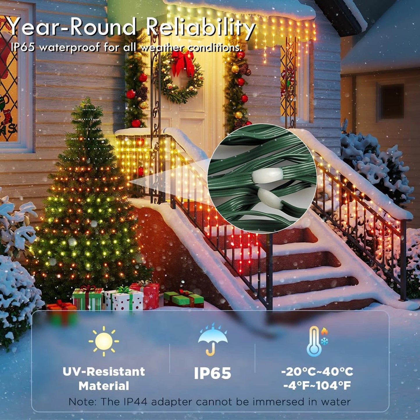 400 LED Christmas Tree Waterfall String Lights Indoor Outdoor RGB Color Changing