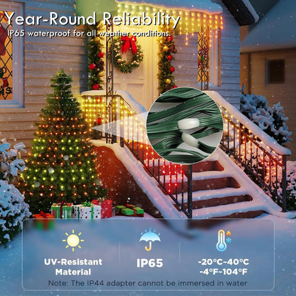 400 LED Christmas Tree Waterfall String Lights Indoor Outdoor RGB Color Changing